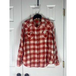 Wrangler Womens Plaid Flannel Button Down Shirt Size XL